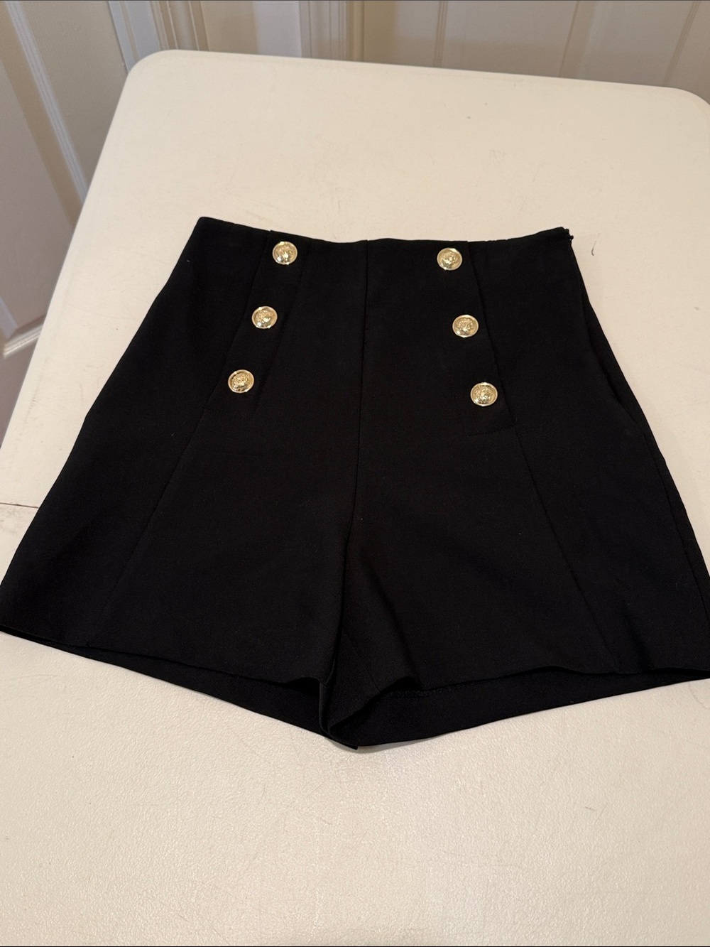 NWT Zara Black High-Waist Sailor Gold Button Hottie SHORTS Nautical Fun Summer S - Picture 11 of 16